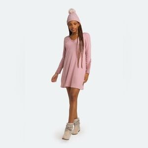 Francesca's Women’s Long Sleeve Lace Sleeve Mini Dress Barbie Pink 2XS
